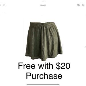 Perforated Vegan suede olive green skirt ✳️